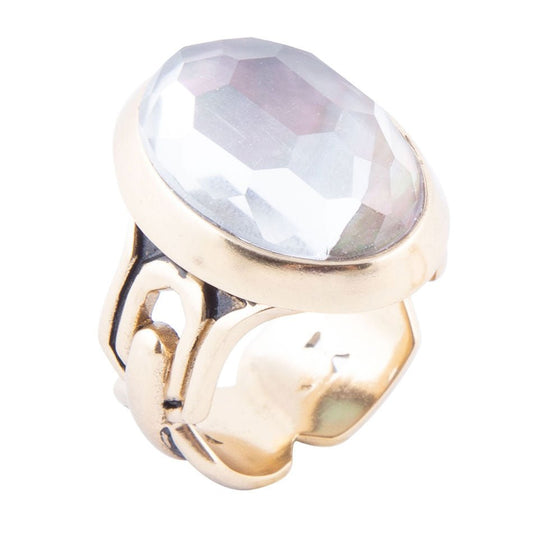 Anello a cupola dorata con madreperla nera Etto