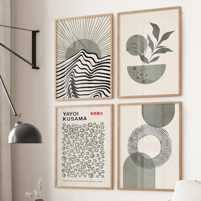 Yayoi Kusama, Bauhaus Inspired Wall Decor. Set of 4 Boho Art