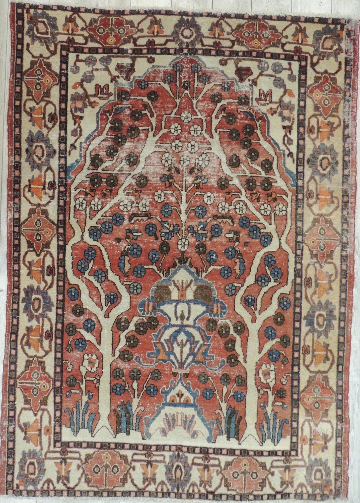 Exquisite Distressed Fine Persian Area Rug 5x7 Ft