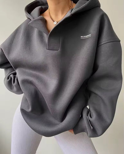 Oversized V-Neck Hoodie | DAHLIA