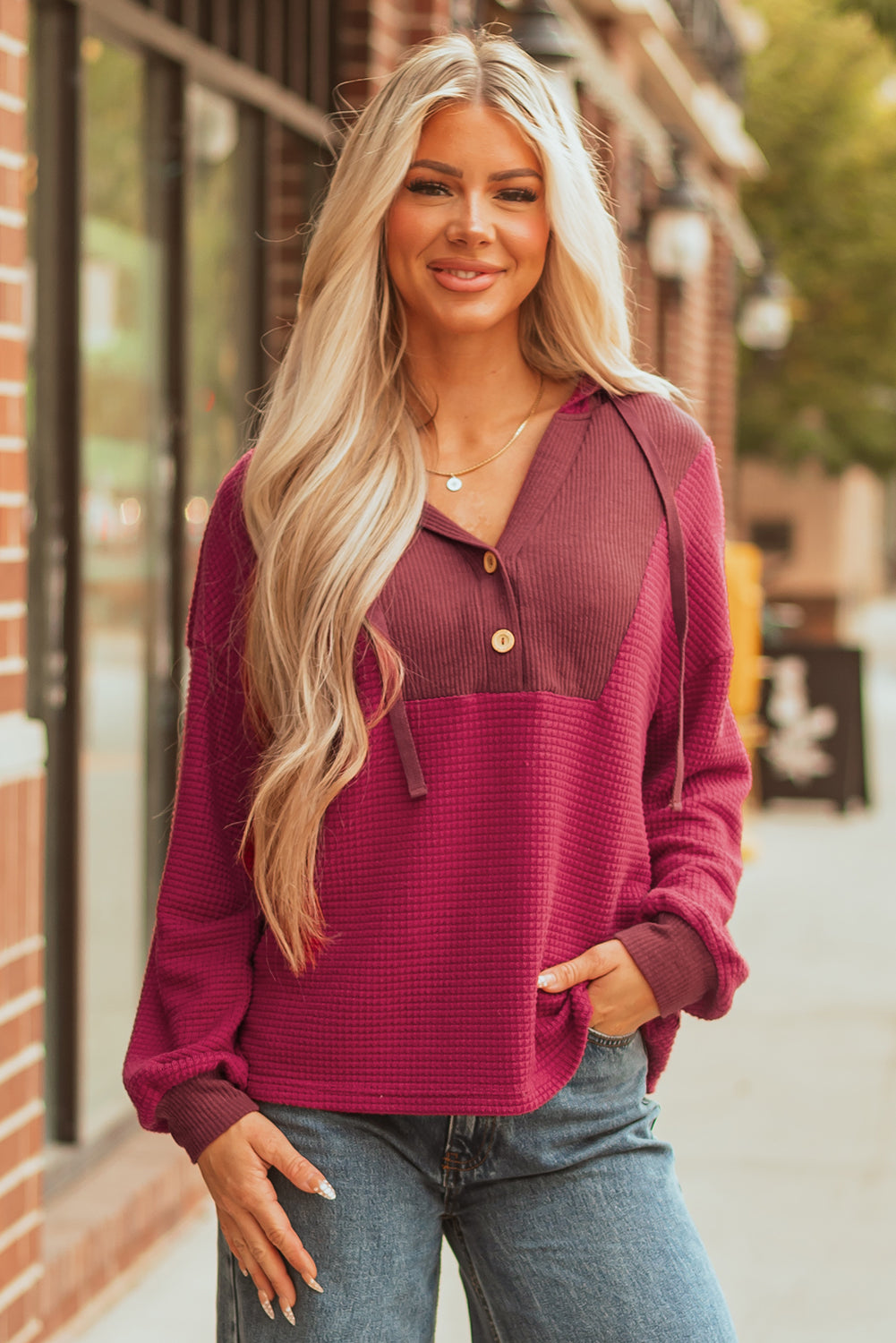 Bluza z kapturem River Waffle z długim rękawem