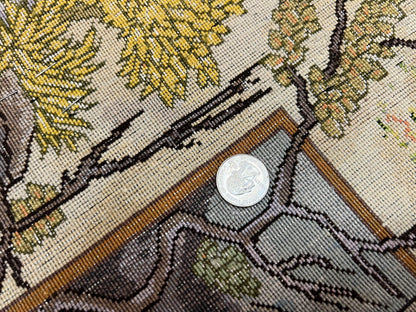 Persian Tabriz Pictorial Rug 5x3, Hafez Poetry In Border, Very Fine Hand Knotted Carpet, Wall Hanging Wool Oriental Carpet 3x5, Highly Detailed