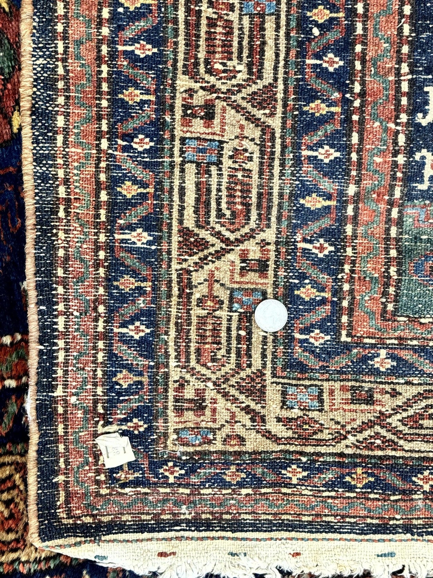 Antique Persian Sarab Runner 3x17, Blue Persian Runner Rug, Long Handmade Wool Carpet for Hallway, Rare, Tribal