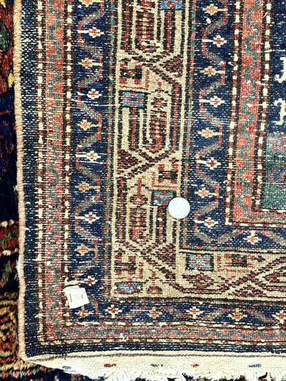Antique Persian Sarab Runner 3x17, Blue Persian Runner Rug, Long Handmade Wool Carpet for Hallway, Rare, Tribal
