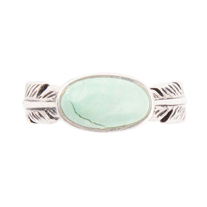 Anello in argento sterling e turchese verde piuma