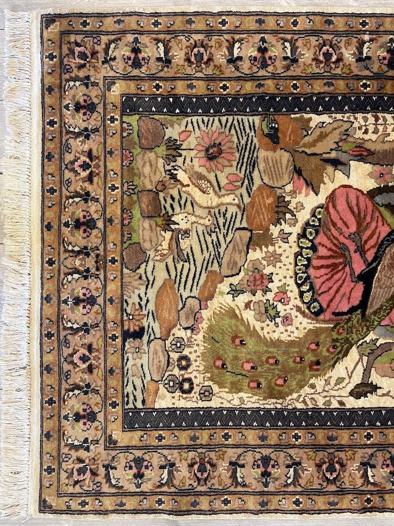 Tapis pictural fin fait main 71'' x 48''