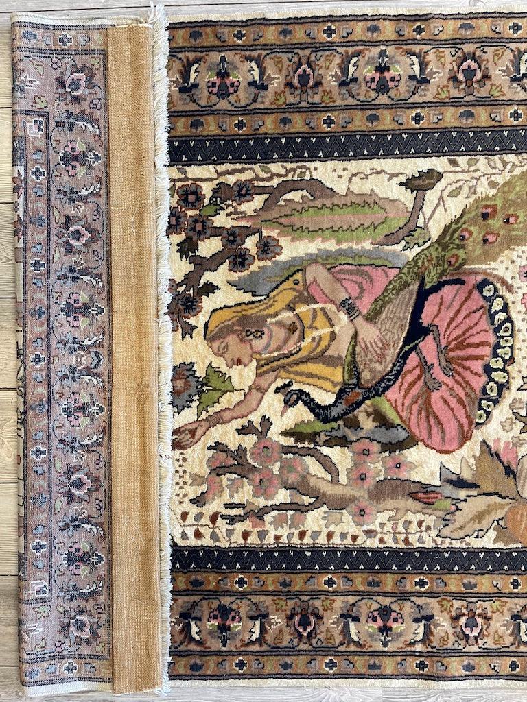 Tapis pictural fin fait main 71'' x 48''