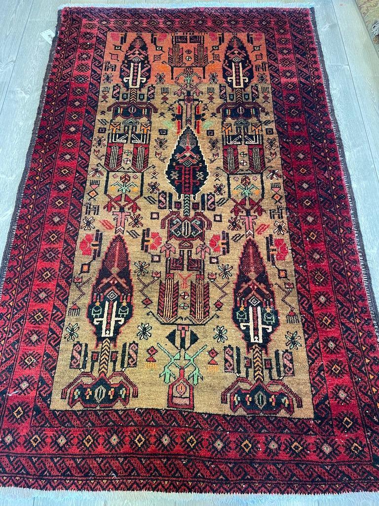 Tapis Baloutche en Laine Vintage Fin 6x4 pieds