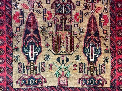 Fine Vintage Wool Baluch Rug 6x4 ft