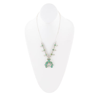 Squash Blossom Statement Blå Turkos och Sterlingsilver Halsband