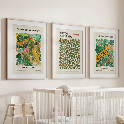 Flower Market, Kusama Art Prints. Modern Tropical Wall Decor