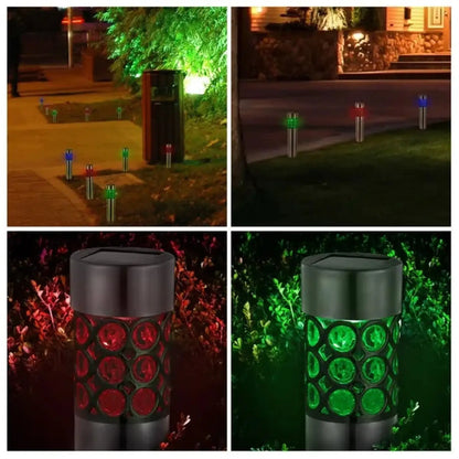 Trädgårdssolarlampor med RGB-belysning och rostfritt stålkonstruktion