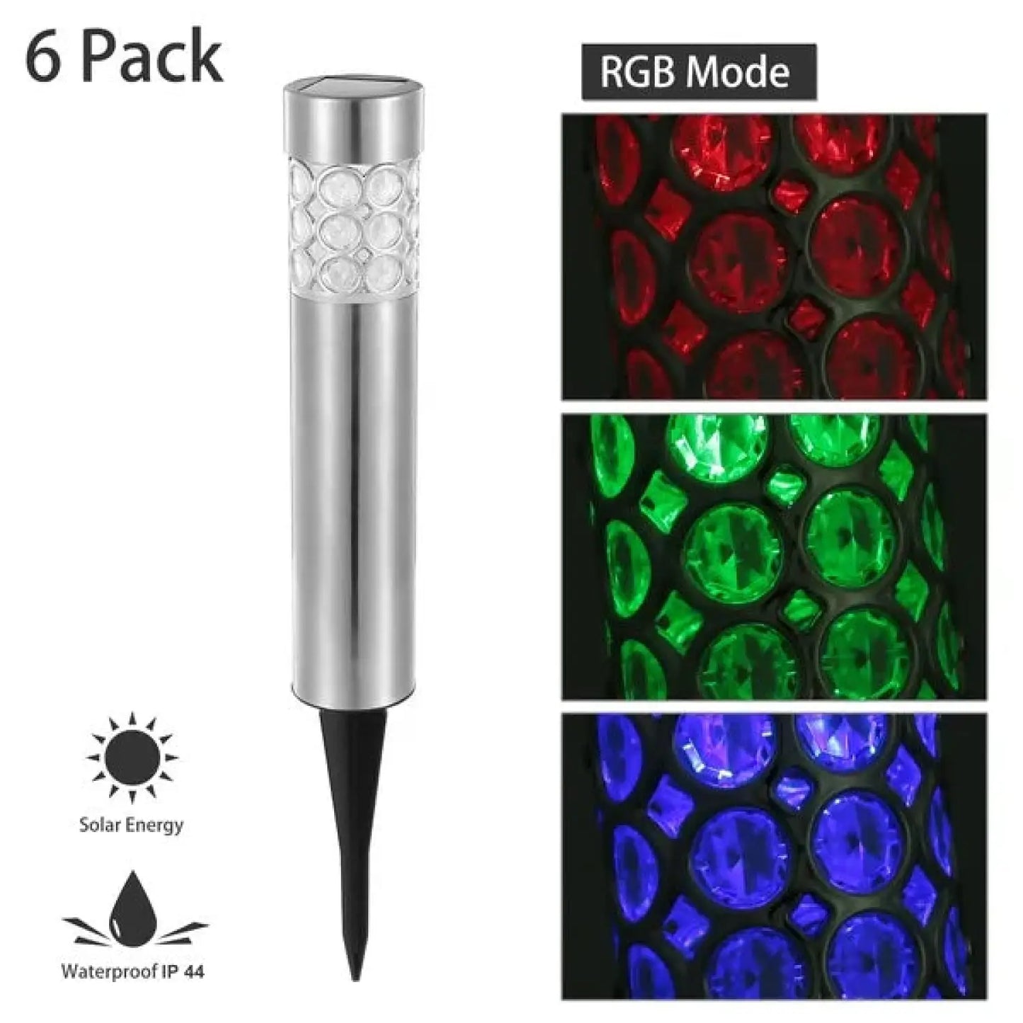 Trädgårdssolarlampor med RGB-belysning och rostfritt stålkonstruktion