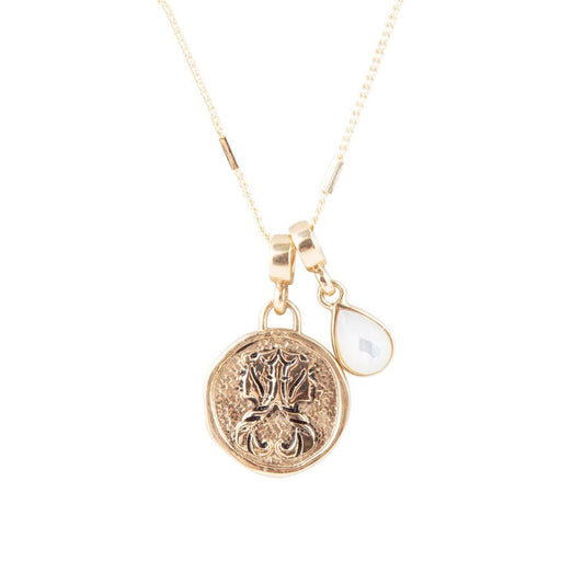 Gemini - Collana con ciondolo dorato in madreperla bianca dello zodiaco