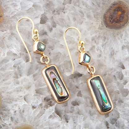 Orecchini a goccia dorata con abalone Geo Blue