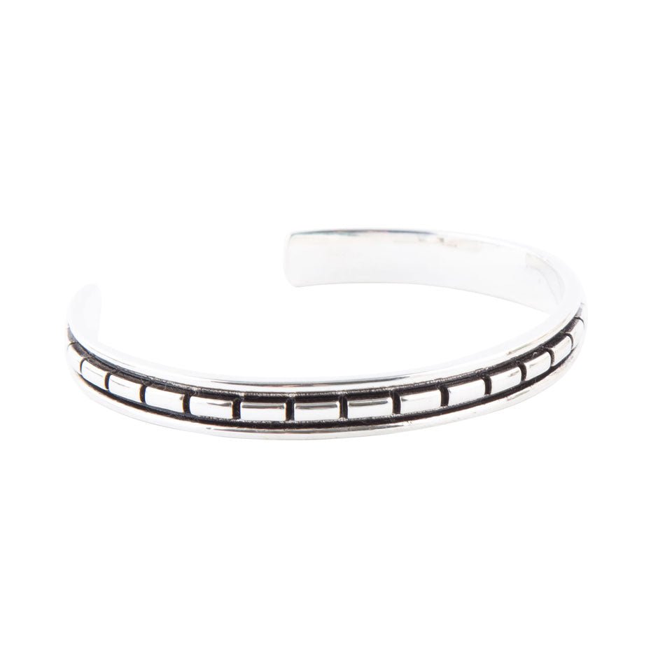 Bracciale geometrico a polsino in argento sterling completo