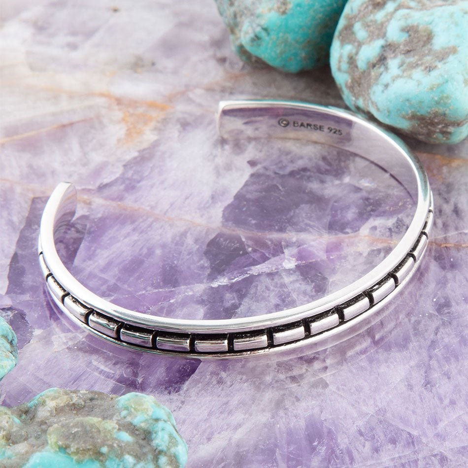 Bracciale geometrico a polsino in argento sterling completo