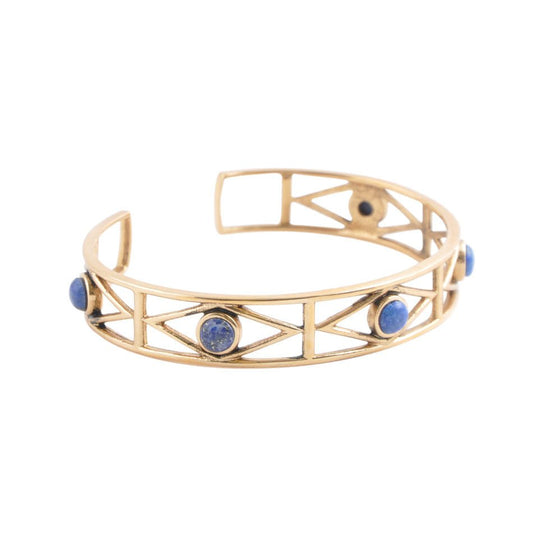 Bracciale geometrico rigido - Lapislazzuli
