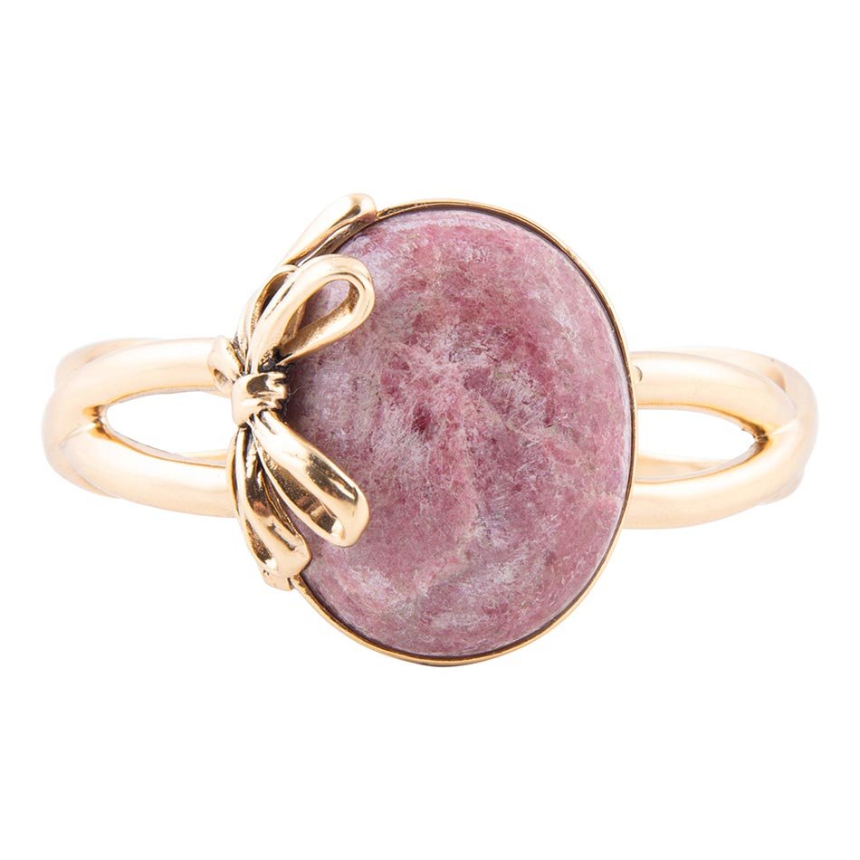 Gifted Roze Rhodoniet Gouden Strik Manchetarmband