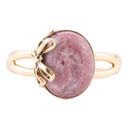 Gifted Roze Rhodoniet Gouden Strik Manchetarmband