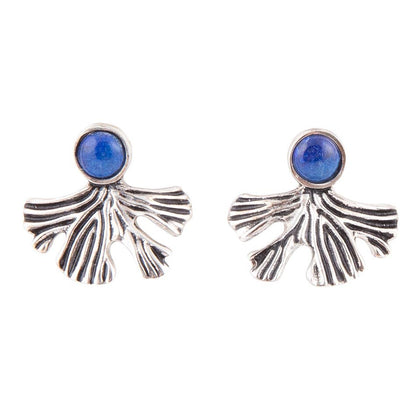 Ginko Blue Lapis and Sterling Silver Stud Earrings