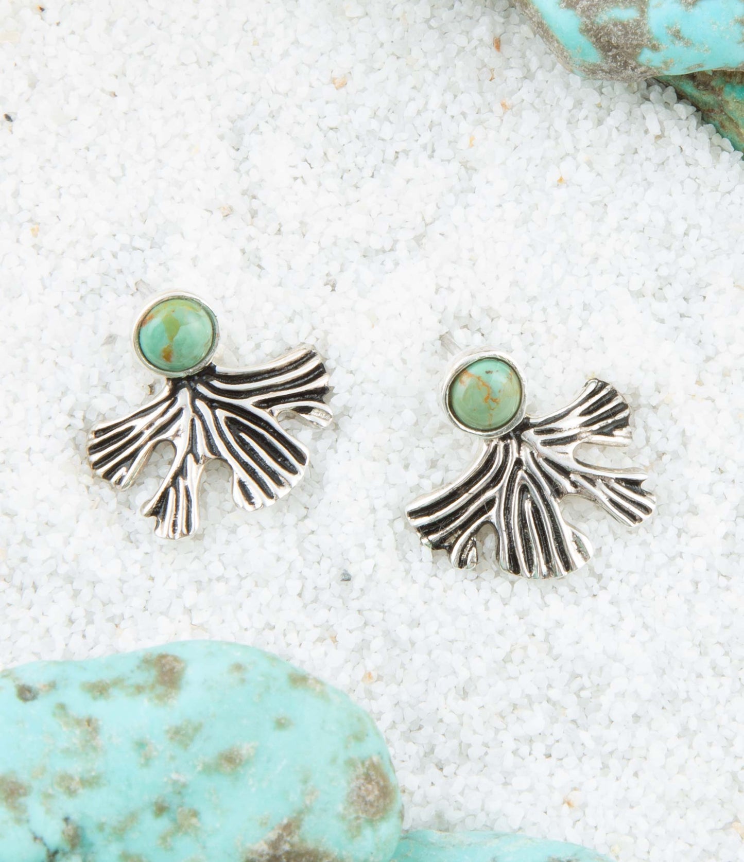 Orecchini a perno in argento sterling e turchese blu Ginko