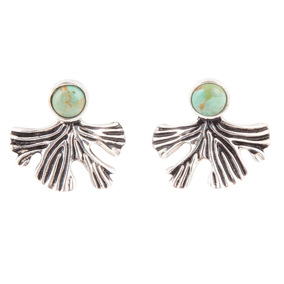 Orecchini a perno in argento sterling e turchese blu Ginko
