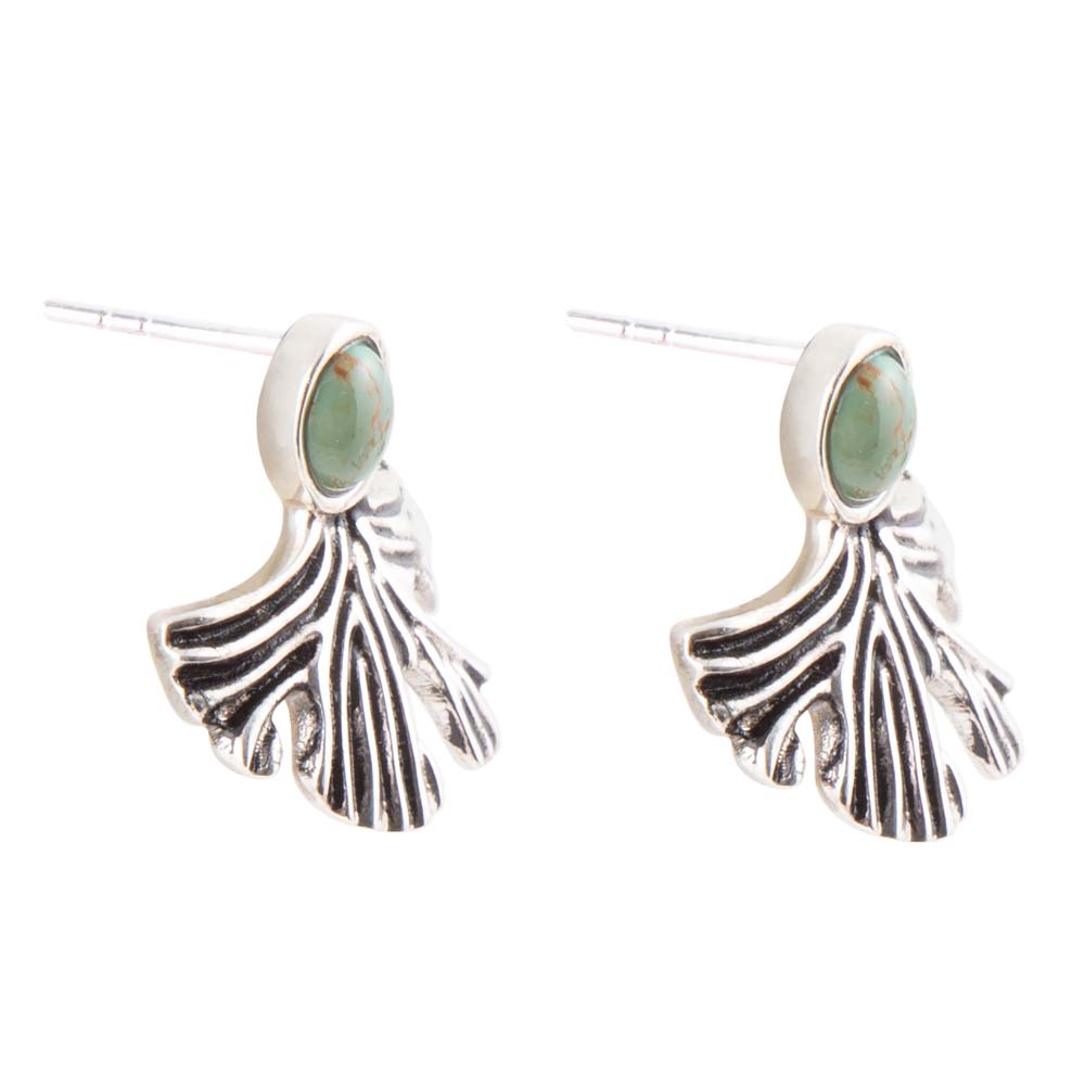 Orecchini a perno in argento sterling e turchese blu Ginko