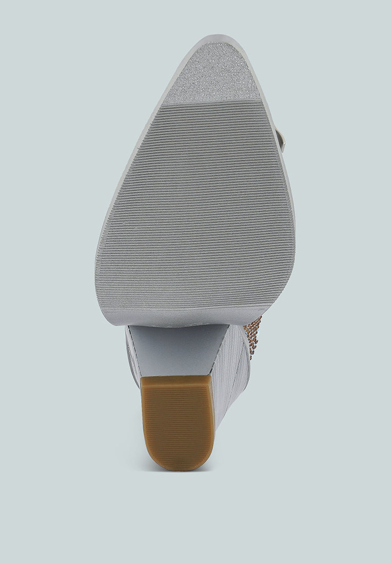 Glimmer Rhinestone Embellished Calf Boots – Stylish Cowgirl Boots with Embroidery