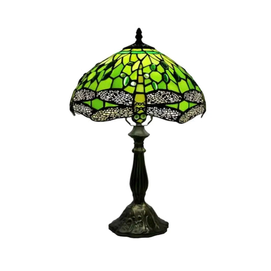 Grön Tiffany-lampa med trollslända