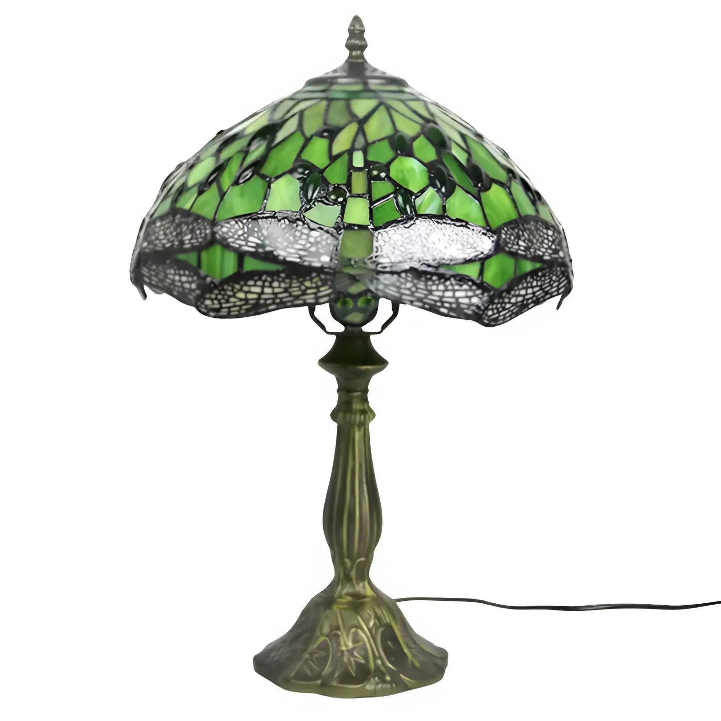 Grön Tiffany-lampa med trollslända