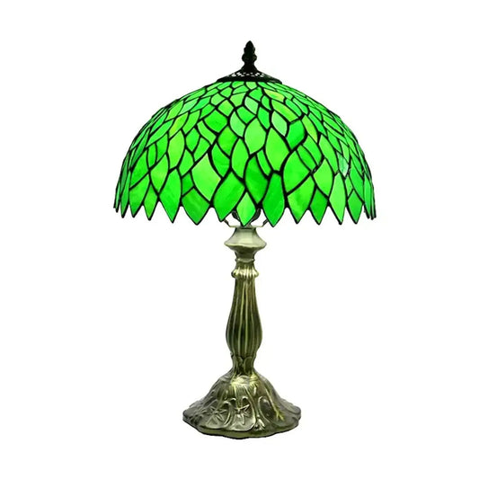 Grön Löv Liten Tiffany Lampa | Glas Bordslampa