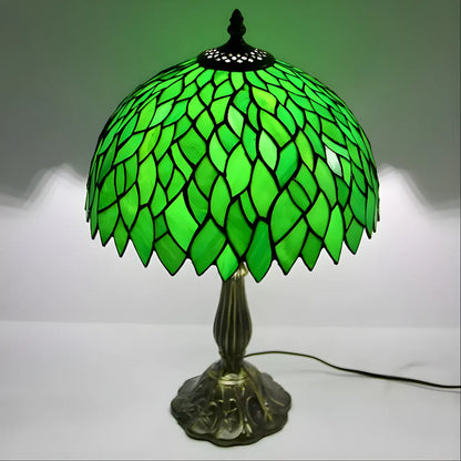 Grön Löv Liten Tiffany Lampa | Glas Bordslampa