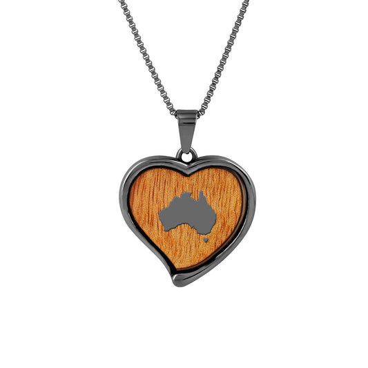 Halsband med hjärta i gum burl - Gunmetal