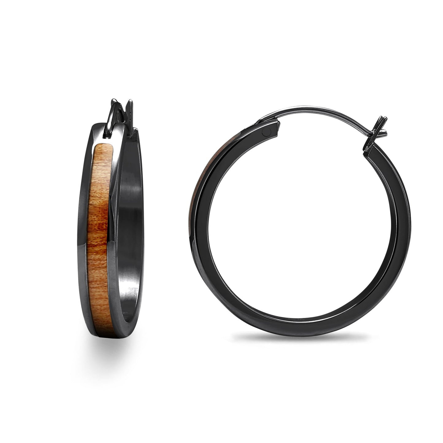 Gum Burl Örhängen med Ring - Gunmetal
