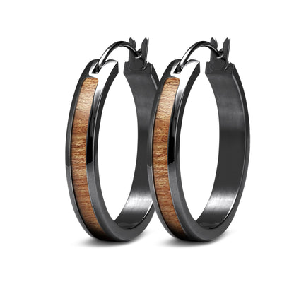 Gum Burl Örhängen med Ring - Gunmetal