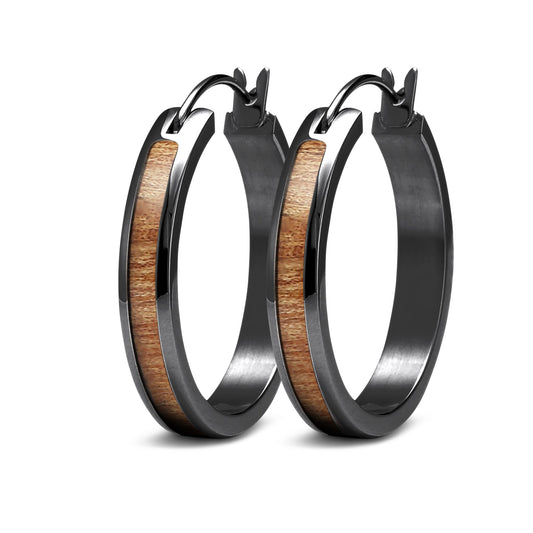 Gum Burl Örhängen med Ring - Gunmetal
