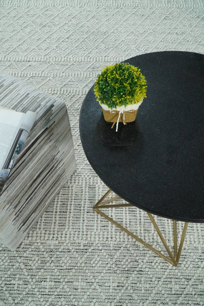 Flatwoven Dhurrie Woolen Chunky and Soft White Wool Area Rug, Living Room and Kids Rug | CAL1