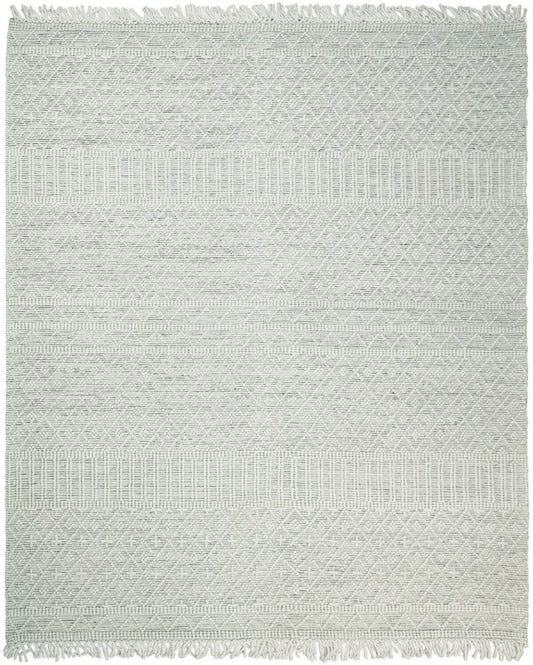 Flatwoven Dhurrie Woolen Chunky and Soft White Wool Area Rug, Living Room and Kids Rug | CAL1