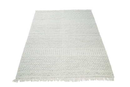 Flatwoven Dhurrie Woolen Chunky and Soft White Wool Area Rug, Living Room and Kids Rug | CAL1