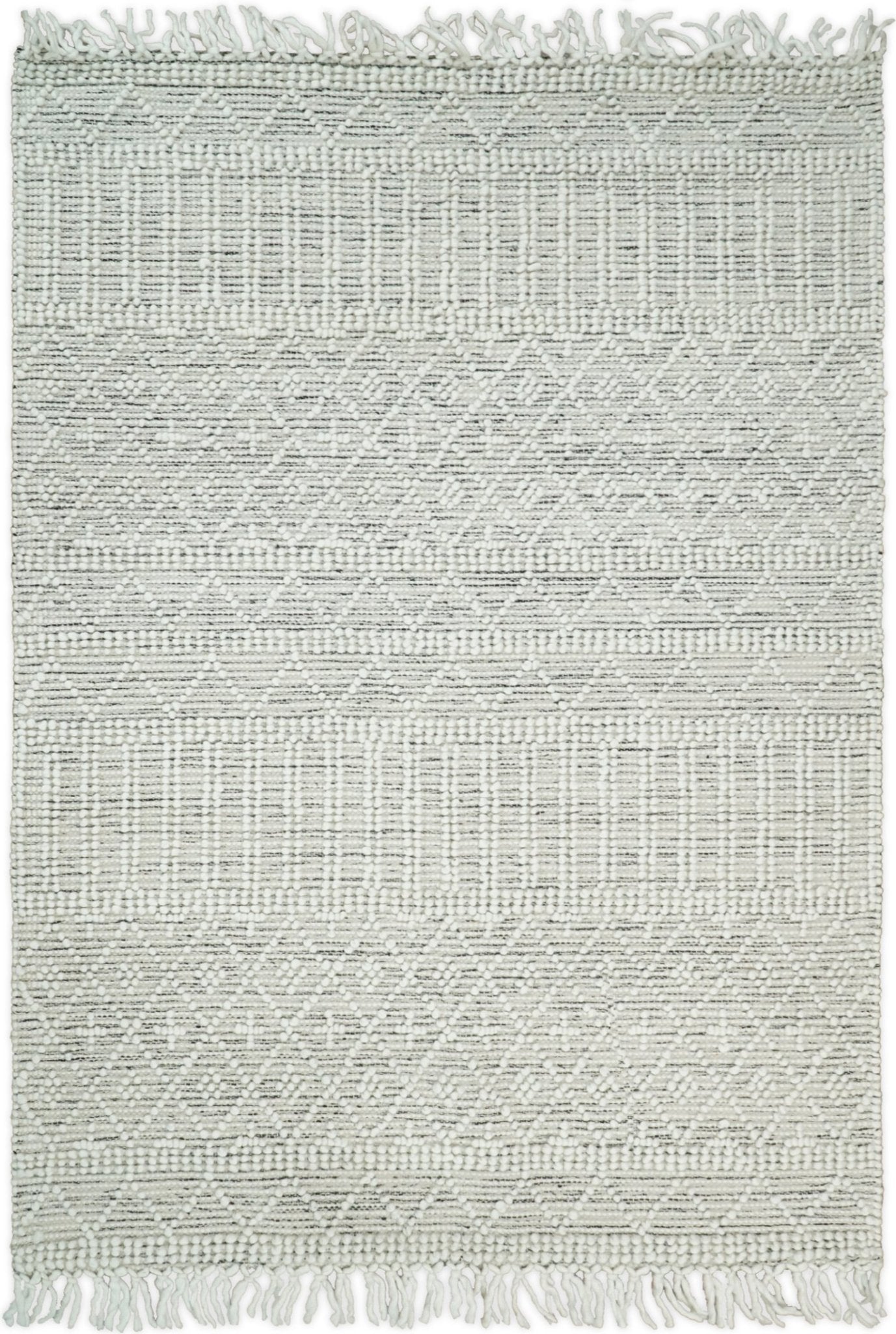 Flatwoven Dhurrie Woolen Chunky and Soft White Wool Area Rug, Living Room and Kids Rug | CAL1