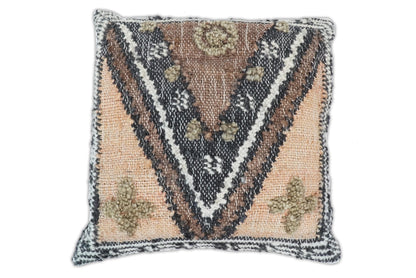 Hand woven Jute and Wool Tribal Accent Pillow, Cushion | PL14