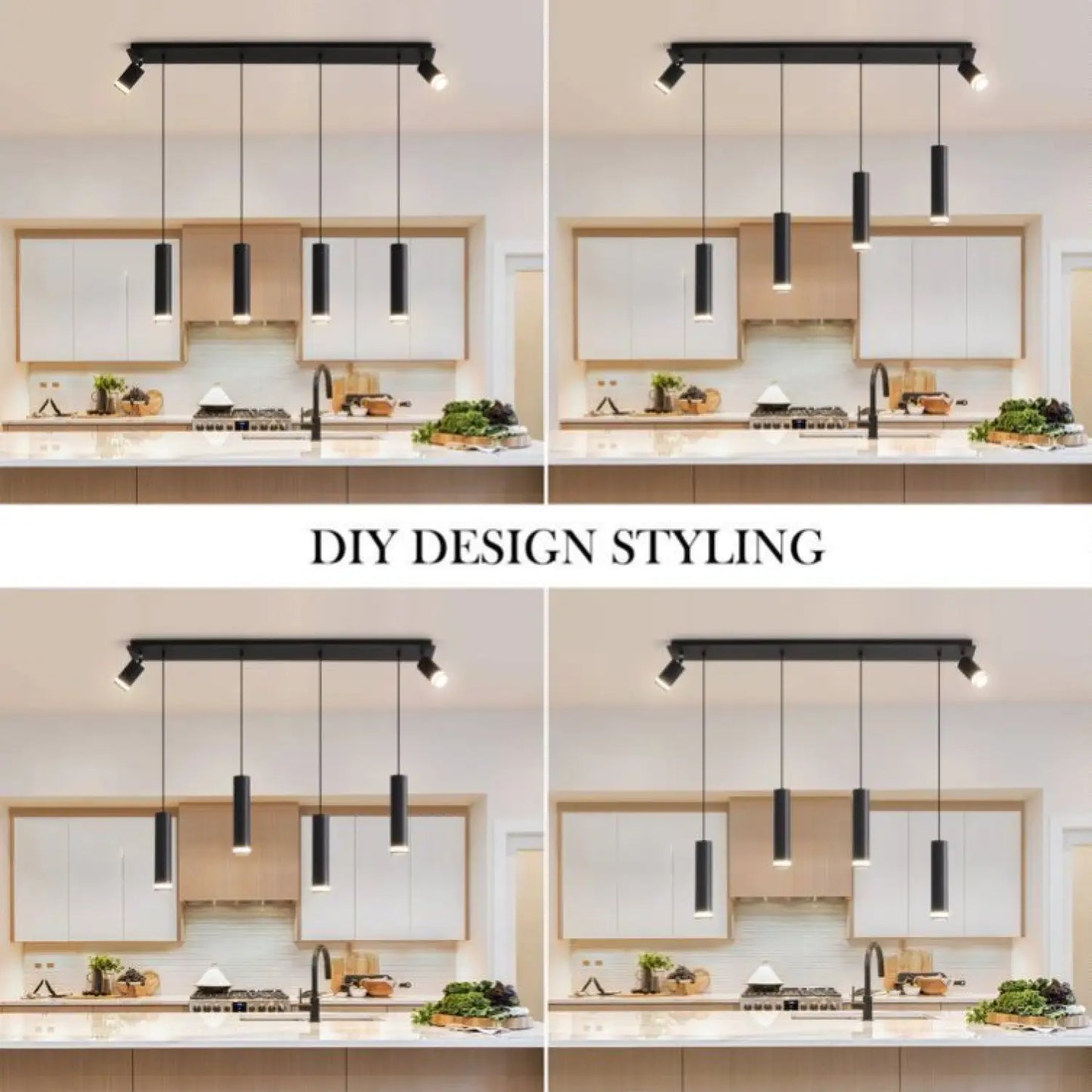 Lampada a sospensione per isola cucina moderna con faretti regolabili in alluminio