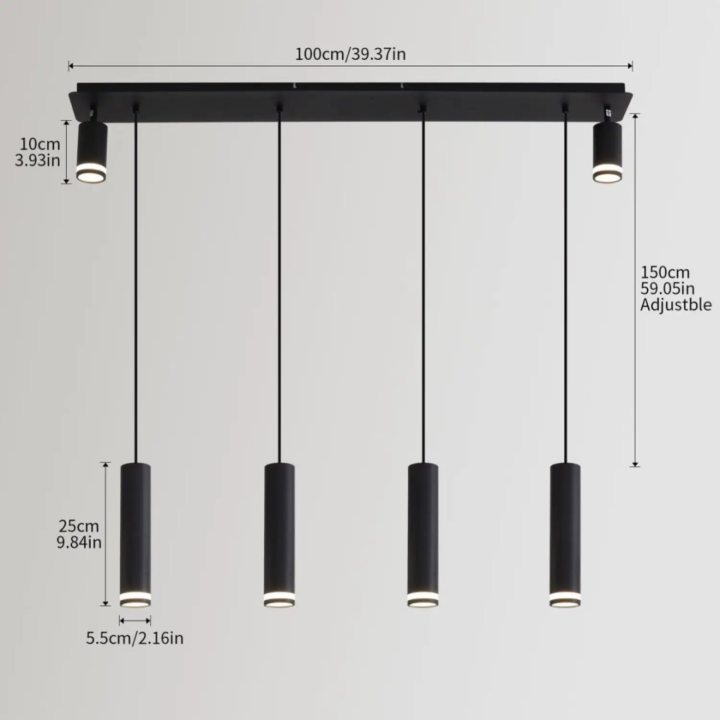 Lampada a sospensione per isola cucina moderna con faretti regolabili in alluminio