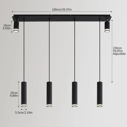 Lampada a sospensione per isola cucina moderna con faretti regolabili in alluminio