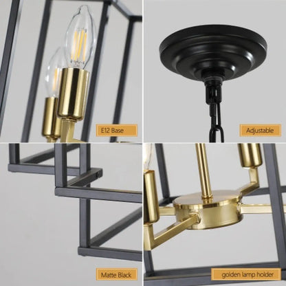 Lampada a sospensione per cucina con 8 luci - Lampadario a più livelli nero e oro
