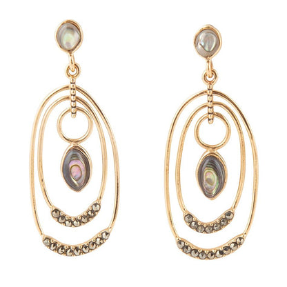 Henle Green Abalone Chandelier Golden Drop Earrings