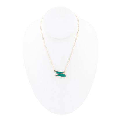 Ice Green Onyx and Golden Bronze Pendant Necklace