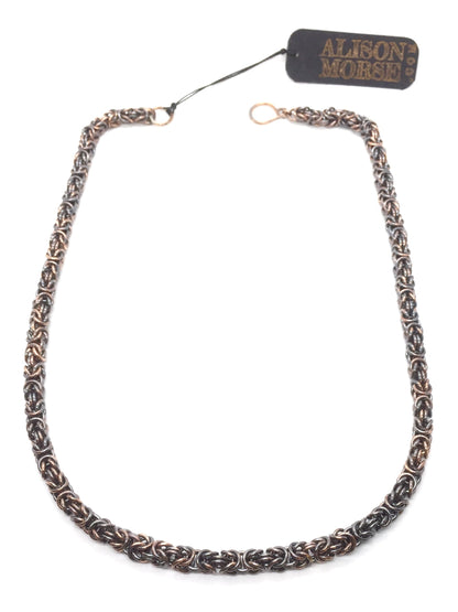 Byzantine Chainmaille Necklace in Oxidized Copper