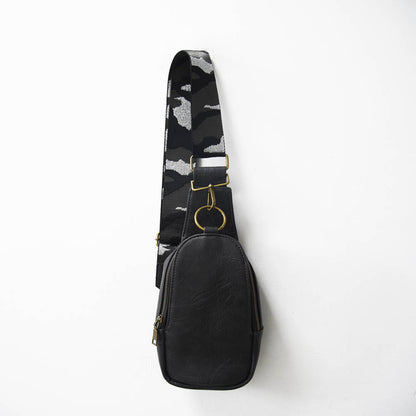 De Isla Slingtas met Gitaarriem | Donkergrijs met Camouflage Riem